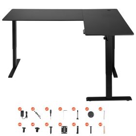 L Shaped Desk, Electric Adjustable Height Corner Gaming Desk with Dual Hooks