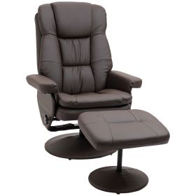 Reclining Chair Brown Swivel Recliner with Ottoman Manual Chair for Living Room Office