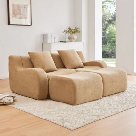 Soft Teddy Fabric Boneless Sofa,Anti-Slip Design,Assembly Chaise Lounge Curved Armrests Ergonomic Support 32D High Density Sponge