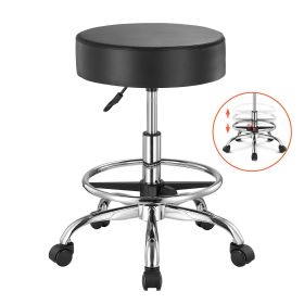 Rolling Stool with Foot Rest and Wheels, 450 LBS Weight Capacity Round Rolling Stool Chair