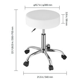 Rolling Stool with Wheels, 450 LBS Weight Capacity Round Rolling Stool Chair, Height Adjustable Thickened PU Leather Swivel Stool for Salon, Spa