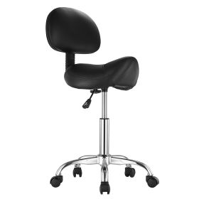 Saddle Stool with Back Support and Wheels, 450 LBS Weight Capacity Ergonomic Rolling Stool