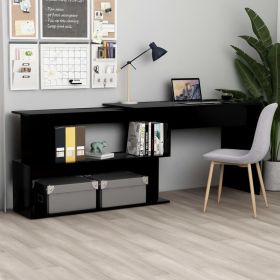 Desk Black Engineered Wood 78.7 x 19.7 x 29.9 in Rotatable Desk