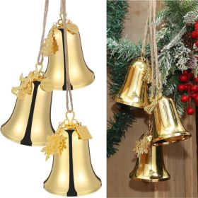 1 Set Large Christmas Bell Ornament Set, Gold Metal Hanging Bells With Rope, Xmas Tree Decorations For Indoor & Outdoor (Option: GOLD)