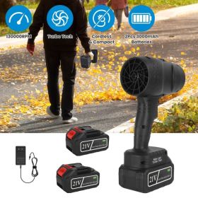 130000RPM Mini Cordless Leaf Blower Battery Operated Blower with 2x 3Ah Batteries for Leaf Snow Dust Water Blowing (Option: Black)