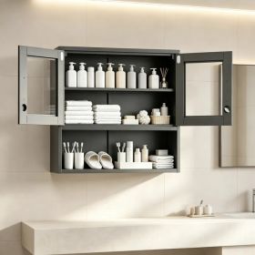 Steel 31.50" 31.50" 11.81" wall cabinet (without lights), steel display case, black (Option: Default Title)