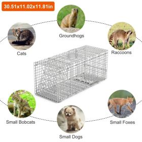 Humane Cat Trap Cage Catch Release Live Animal Rodent Cage Collapsible Galvanized Wire for Raccoons Beavers Groundhogs Foxes Armadillos (Option: AS  pic)