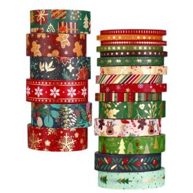 21 Rolls Christmas Gold Foil Washi Tape, Vintage Holiday Decorative Tape Set For Gift Wrapping, Scrapbooking, Crafts & DIY Projects (Option: Multi)