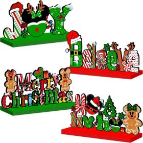 4pcs Mouse Christmas Decorations Wooden Table Centerpiece (Option: Multi)