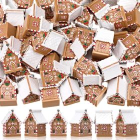 50 Pack Mini Christmas Gingerbread House Figurines, Bulk Basic Style Holiday Decorations For Christmas Tree, Table, Shelf & Crafts (Option: Multi)