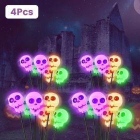 4 Packs Solar Skull Lights Outdoor Halloween Decorations Solar Powered with 6 Skull Heads 2 Lighting Modes IP45 Waterproof Halloween Yard Lights (Option: 4PCS)