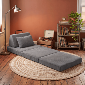 Convertible Boneless Floor Sofa Bed, Compressed Lounge Couch with Deep Seat & Supportive Backrest (Color: Cloud Gray)