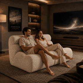 Oversized 2-Seater Cloud Compression Sofa, Modern Deep Seat Loveseat with Plush Textured Upholstery, Soft Full-Foam Couch for Living Room, Apartm (Color: Ivory Cream)