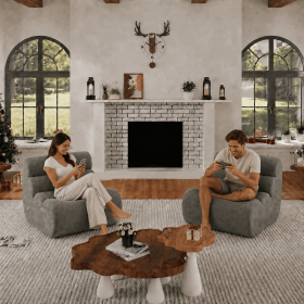 Oversized 2-Seater Cloud Compression Sofa, Modern Deep Seat Loveseat with Plush Textured Upholstery, Soft Full-Foam Couch for Living Room, Apartm (Color: Cloud Gray)