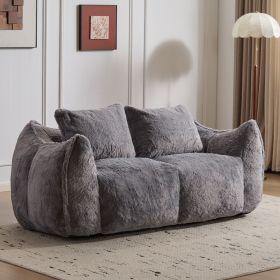 Giant Bean Bag Couch for Adults, Ultra Soft Fluffy Loveseat Bean Bag Sofa, Oversized Chase Lounge Chair Indoor for Living Room Bedroom (Main Material: Fabric, Main Color: Grey)