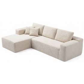 106.5" Modern Minimalist Modular Sectional Couch, Comfort L Shaped Sofa for Living Room, No Assembly Required (Orientation: 3-seater Left Hand Facing, Color: Beige-with Standard)