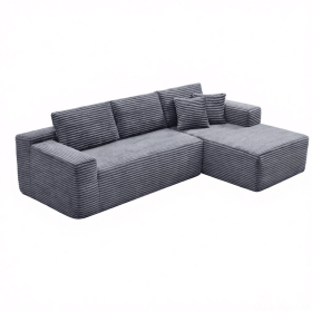 106.5" Modern Minimalist Modular Sectional Couch, Comfort L Shaped Sofa for Living Room, No Assembly Required (Orientation: 3-seater Right Hand Facing, Color: Dark Gray-with Standard)