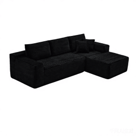 106.5" Modern Minimalist Modular Sectional Couch, Comfort L Shaped Sofa for Living Room, No Assembly Required (Orientation: 3-seater Right Hand Facing, Color: Black-with Standard)