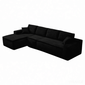 134" Modern Minimalist Modular Sectional Couch with Seat Cushion, Comfort L Shaped Sofa for Living Room, No Assembly Required (Orientation: 4-seater Left Hand Facing, Color: Black-with Seat Cushion)
