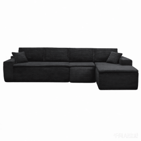 134" Modern Minimalist Modular Sectional Couch with Seat Cushion, Comfort L Shaped Sofa for Living Room, No Assembly Required (Orientation: 4-seater Right Hand Facing, Color: Black-with Seat Cushion)