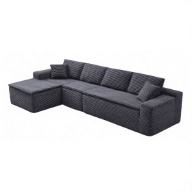 134" Modern Minimalist Modular Sectional Couch with Seat Cushion, Comfort L Shaped Sofa for Living Room, No Assembly Required (Orientation: 4-seater Left Hand Facing, Color: Dark Gray-with Seat Cushion)
