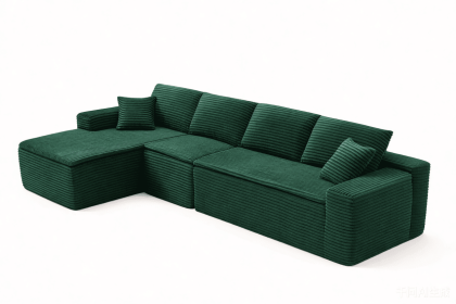 134" Modern Minimalist Modular Sectional Couch with Seat Cushion, Comfort L Shaped Sofa for Living Room, No Assembly Required (Orientation: 4-seater Left Hand Facing, Color: Green-with Seat Cushion)