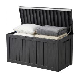 Outdoor Storage Box, Resin Deck Boxes Indoor and outdoor, Waterproof Storage Box Lockable Lid (Black, 80 Gallon) (Color: BLACK)