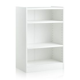 3-Tier Bookcase Open Display Rack Cabinet with Adjustable Shelves (Color: White)