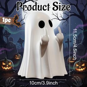 Halloween Ghost Figurine, Spooky Resin Ghost Statue, Cute Ghost Halloween Decoration for Home and Office Desktop Decor Display Ornaments (Color: Big Ghost Figurine)