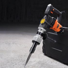 Demolition Jack Hammer Concrete Breaker 1400W Electric Hammer 2 Chisel Bit (Option: Orange)