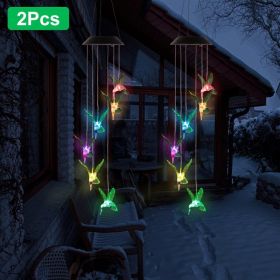 LED Solar Hummingbird Wind Chime For Spring Solar String Lights 6 LEDs Color-Changing IP65 Waterproof Decorative Lamp Lighting For Home Garden Fe (Option: 2Pc)
